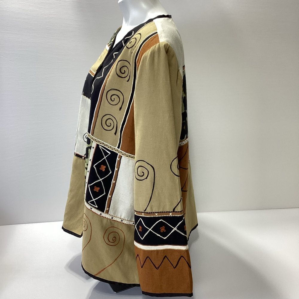 Indigo Moon Blazer Multicolor Patchwork Brown Bla… - image 5